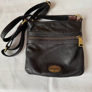 Fossil Black w/Brown Accents Crossbody Bag